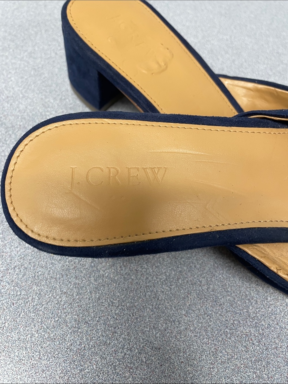 J. Crew Navy Suede Low Heel Mules - Picture 2 of 9